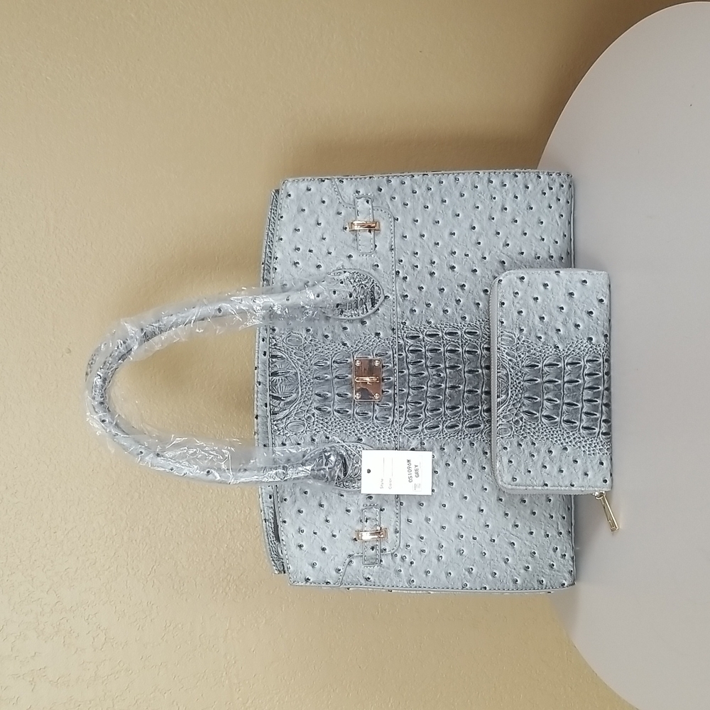 Grey Purse and Wallet Set
